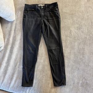 Athleta Sculptek Women's Black Stretch Denim Skinny Jeans Ankle Zip Mid Rise